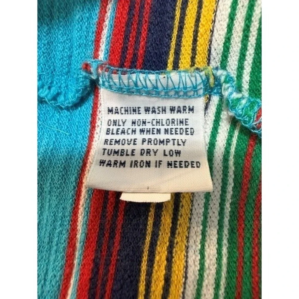 Polo Ralph Lauren Mens XXL Turquoise Blue Multi Color Striped Vintage Polo Shirt